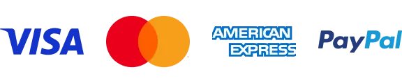 Visa, Mastercard, American Express, Discover, PayPal
